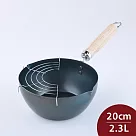 京都活具 木柄深鐵鍋 20cm 日本製 平底鍋 炒鍋 (電磁爐 IH爐可用)