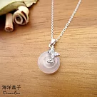 復古典雅蝴蝶白玉髓平安扣999足銀純銀項鍊.女用短鍊.外鍍專櫃級正白K