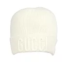 GUCCI 刺繡Logo 羊毛毛帽 M (白色)