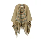 BURBERRY 經典格紋雙面羊毛斗篷 卡其