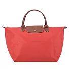 LONGCHAMP LE PLIAGE系列短把再生尼龍摺疊水餃包(中) 番茄紅