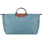 LONGCHAMP LE PLIAGE系列短把再生尼龍摺疊水餃旅行袋(特大) 尤加利綠