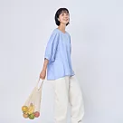 好我_Opie棉質圓剪接寬版上衣/ F 紫藤藍