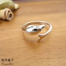 簡約亮眼可愛海豚925純銀戒指.可調整戒圍.外鍍專櫃級正白K