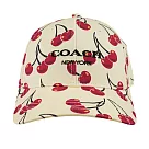 COACH 櫻桃圖案棉質棒球帽 XS/S (白色/紅色)