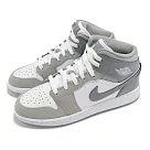 Nike 休閒鞋 Air Jordan 1 Mid SE GS 大童 女鞋 灰 麂皮 漆皮 AJ1 HF3193─100