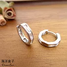 精緻素雅六邊形鑲鑽鋯石針式925純銀易扣耳環.外鍍專櫃級正白K.圈圈耳環