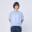 好我_Pamela花摺袖棉質立體打摺上衣/ FREE 紫籐籃