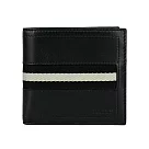 BALLY Tollen 黑白織帶小牛皮對開8卡短夾 (黑色)