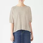 [MUJI無印良品]女法國亞麻短袖針織衫M~L米色