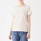 [MUJI無印良品]女印度棉天竺圓領橫紋短袖T恤XS灰銀直紋