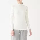 [MUJI無印良品]女有機棉保暖短領長袖T恤S柔白