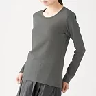 [MUJI無印良品]女有機棉混彈性針織圓領長袖T恤S深灰