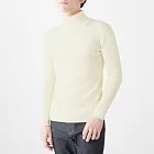 [MUJI無印良品]男不易刺癢羊毛螺紋高領針織衫M柔白