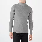 [MUJI無印良品]男不易刺癢羊毛螺紋高領針織衫M灰色