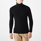[MUJI無印良品]男不易刺癢羊毛螺紋高領針織衫M黑色