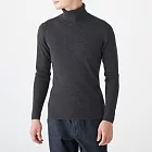 [MUJI無印良品]男不易刺癢羊毛螺紋高領針織衫M墨灰