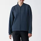 [MUJI無印良品]女聚酯纖維二重織拉鍊外套暗藍XS-S