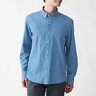 [MUJI無印良品]男有機棉丹寧扣領襯衫XL藍色