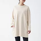 [MUJI無印良品]女有機棉緊密編織裏毛長版衫M-L象牙白
