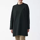 [MUJI無印良品]女有機棉緊密編織裏毛長版衫XS-S黑色