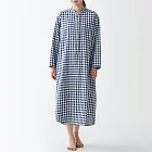 [MUJI無印良品]女有機棉二重紗織庫塔長上衣S~M深藍格紋