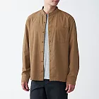 [MUJI無印良品]男氂牛毛混棉立領襯衫S深芥黃