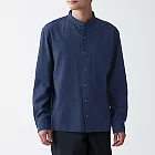 [MUJI無印良品]男氂牛毛混棉立領襯衫S暗藍
