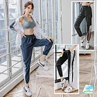 【BODYAIR嚴選】撞色速乾顯瘦哈倫褲(瑜珈.運動.慢跑.透氣.舞蹈.運動褲) M 側綠