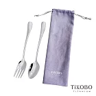 【鈦工坊TiKOBO】純鈦經典 純鈦湯匙+純鈦叉子套組(贈絨布袋)