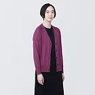 【MUJI 無印良品】女型態安定寬版開襟衫 S 暗紅