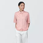 【MUJI 無印良品】女嫘縈混聚酯纖維標準領短袖襯衫 M 淺粉