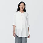【MUJI 無印良品】女嫘縈混聚酯纖維五分袖長版衫 M 白色