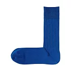【MUJI 無印良品】男光澤感棉線編織螺紋直角襪25-27cm 藍色