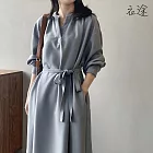 【衣途】韓系氣質長版連身裙洋裝(KDDY-B123) S 霧霾藍