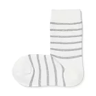 【MUJI 無印良品】女棉混足口柔軟舒適直角襪23-25cm 白橫紋