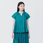 【MUJI 無印良品】女強撚法式袖套衫 S 綠色
