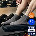 【三花】加大襪(6雙組)無痕肌1/2男女休閒襪 襪子 大尺碼襪  中灰