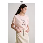 ltyp旅途原品 100%竹節棉經典Slogan印花T恤 圓領寬鬆短袖上衣女 M L  M 微粉色