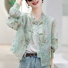 【MsMore】 中式國風外套小個子復古刺繡緹花薄款防曬夾克短版# 122033 M 綠色
