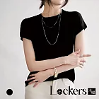 【Lockers 木櫃】夏季氣質透氣亮絲短袖針織T恤 L113052707 M 經典黑