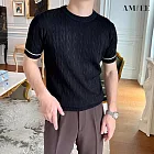 【AMIEE】簡約日系純色針織上衣(男裝/KDTY-M869) M 黑色