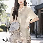 【初色】立領輕薄復古中國風單排扣寬鬆短袖外套-黃色-34667(M/L可選) M 黃色