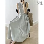 【衣途】花苞大擺無袖連衣裙洋裝(KDDY-B103) M 灰色