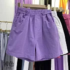 【初色】鬆緊腰寬鬆闊腿休閒褲寬褲短褲-共4色-34662(M-3XL可選) M 紫色