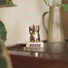 【呼運貓】台灣檜木單隻成貓組(成貓+財富自由匾額+底座/無香氛) 玫瑰金色