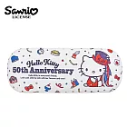 【日本正版授權】凱蒂貓 50周年 硬殼 眼鏡盒 附拭鏡布 眼鏡收納盒 Hello Kitty