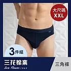 【SunFlower三花】大尺碼內褲彈性男三角褲(3件組)_ 2XL 深藍