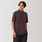 【MUJI 無印良品】男涼感鹿子織扣領短袖POLO衫 S 深紫