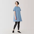 【MUJI 無印良品】女抗UV吸汗速乾短袖洋裝 M 淡藍